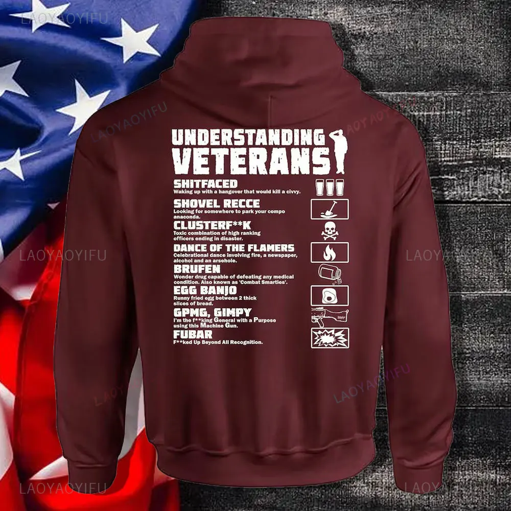 America Veterans Day Hoodie Us Always Remembered Long Sleeve Autumn and Winter Drop Shoulder Warm Man Sweatshirt Celebrate Hoody