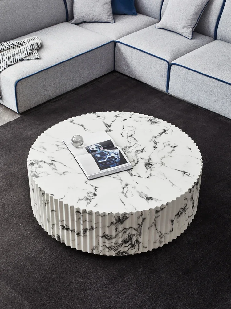 

YEATION luca original Italian light luxury living room tea table Modern simple marble texture round coffee table