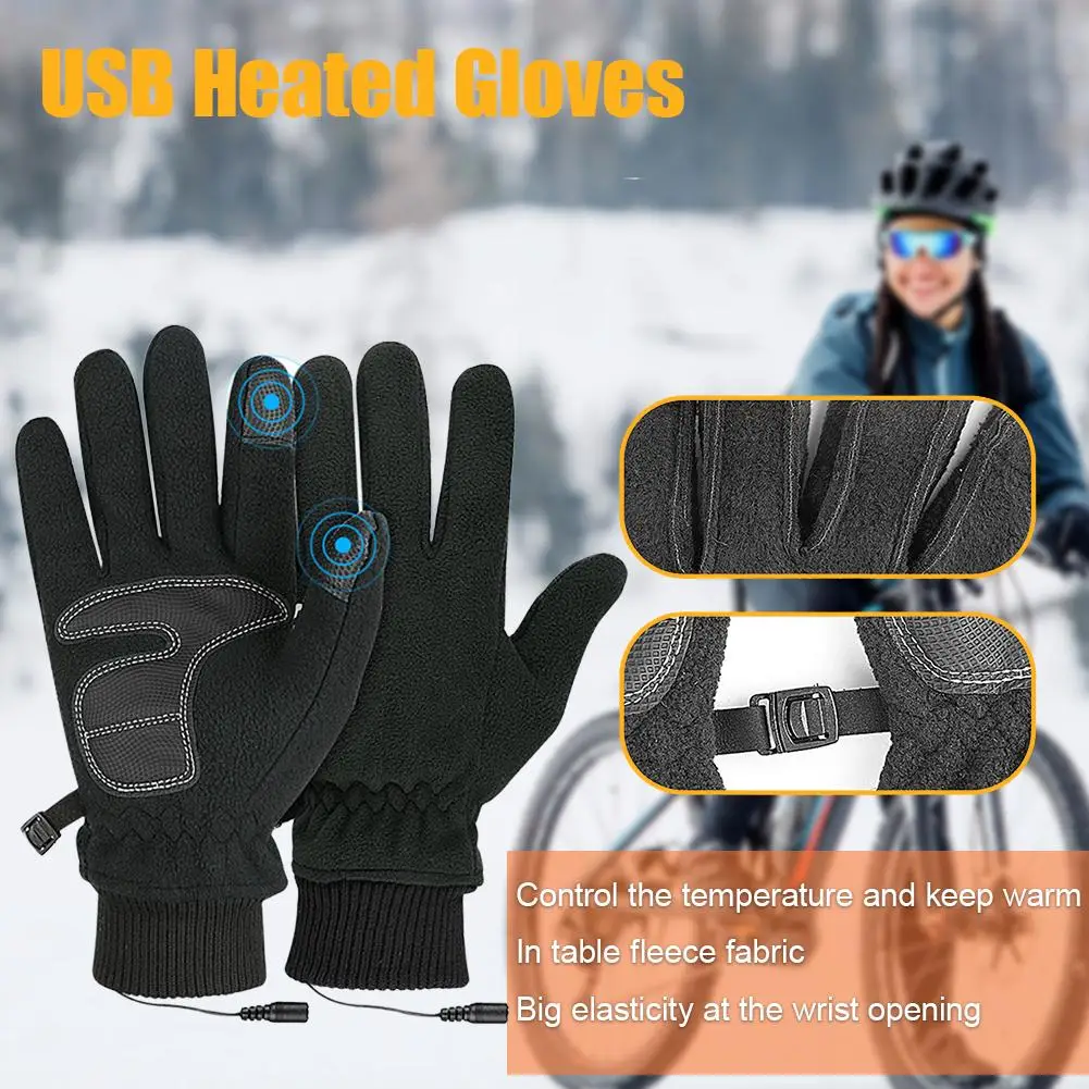 قفازات ساخنة USB شحن التزلج قفازات ركوب الدراجات للجنسين قفازات الشتاء الحرارية مع التدفئة دراجة نارية لمس قفازات دافئة