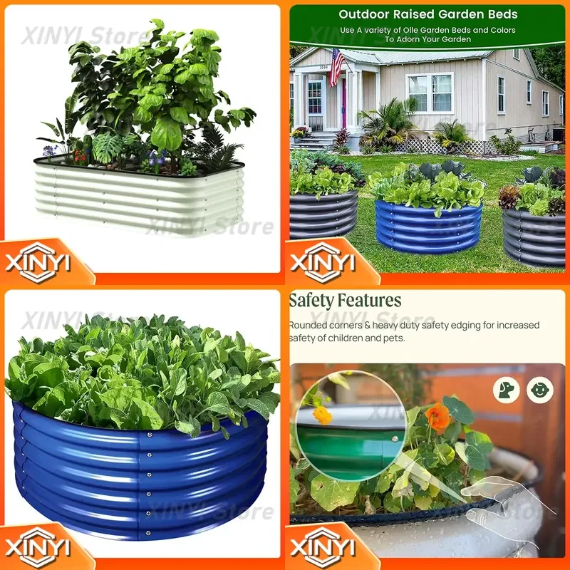 17 Inch Tall Metal Raised Garden Bed Kit for Outdoor Vegetable Gardening with Veggie Pot Box for Family Garden