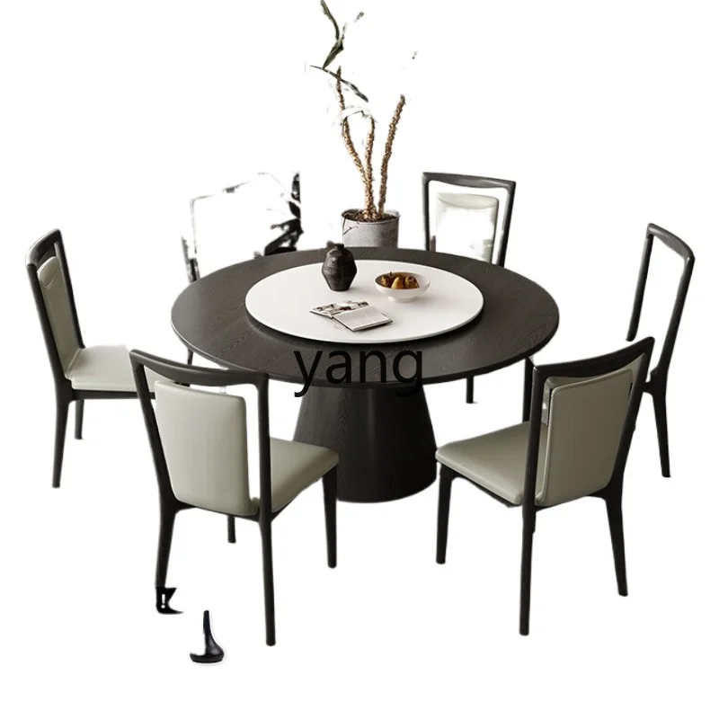 CX solid wood rock slab dining table light luxury simple modern home dining table round dining table and chairs