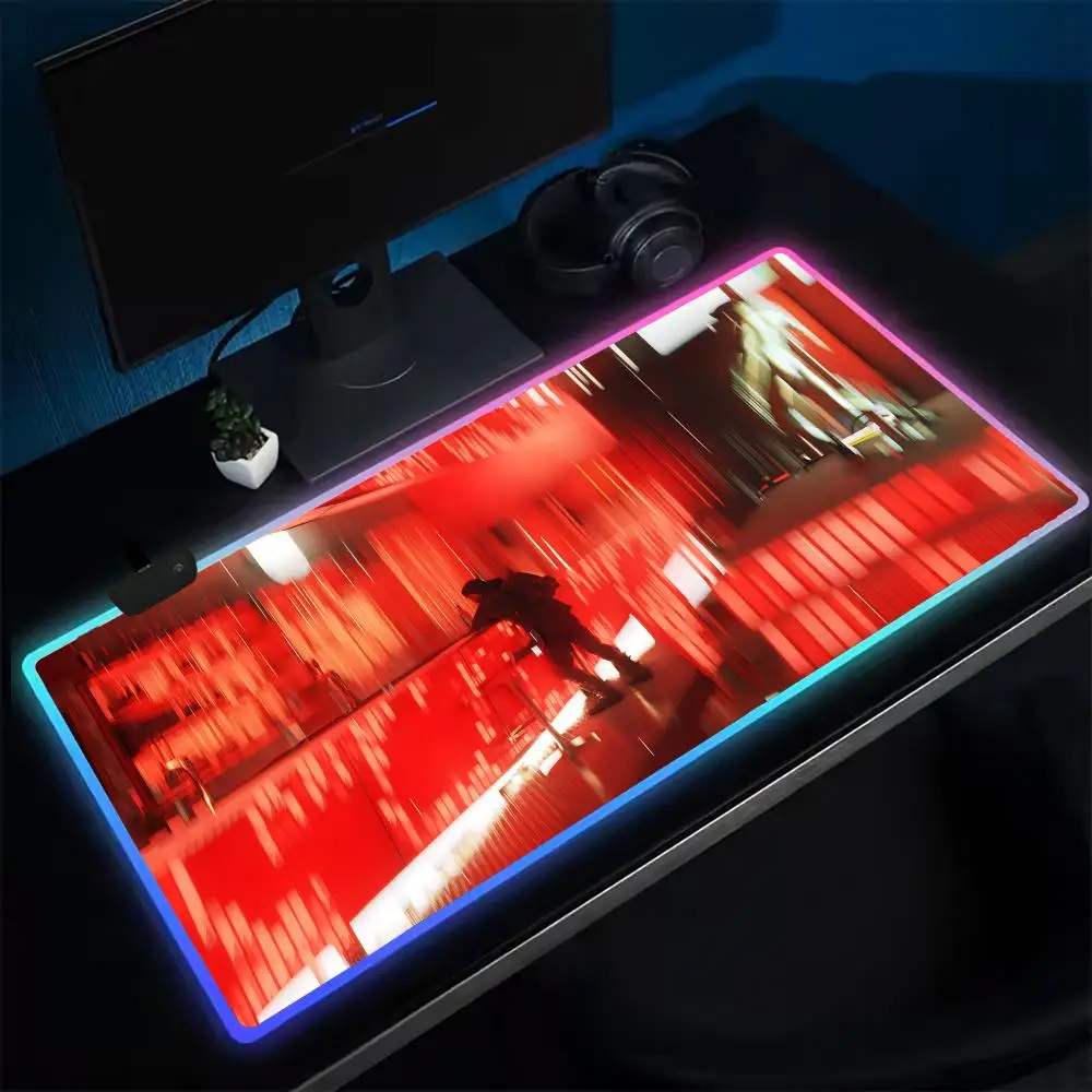 D-Deus E-Ex Mouse Pad Anime Gaming Mouse Pad LED Table Pads Backlit Rubber Desktop XXL Mousepad RGB Desk Mats
