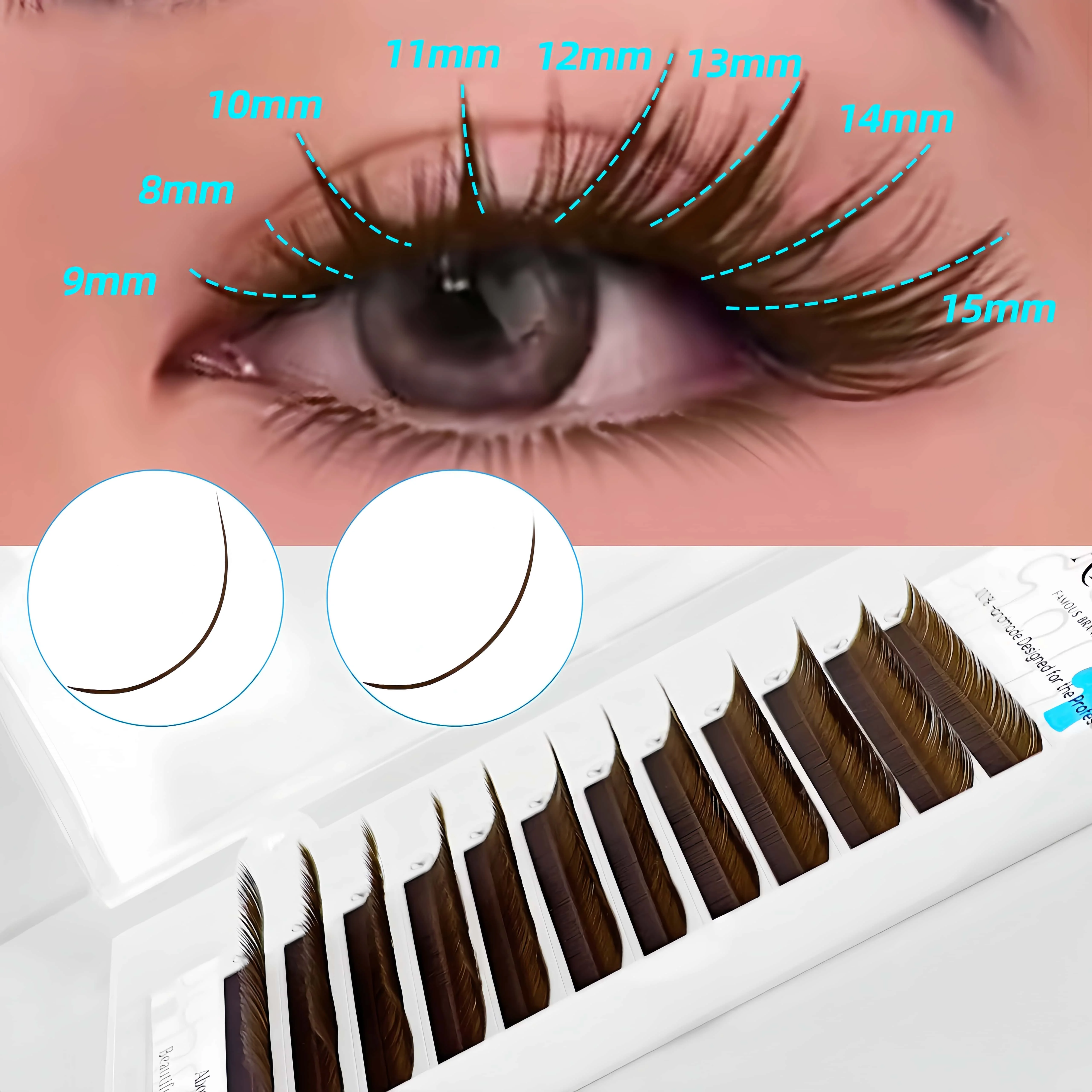 Eyelash Extensions Classic - رموش C/D بنية اللون، تمديدات رموش