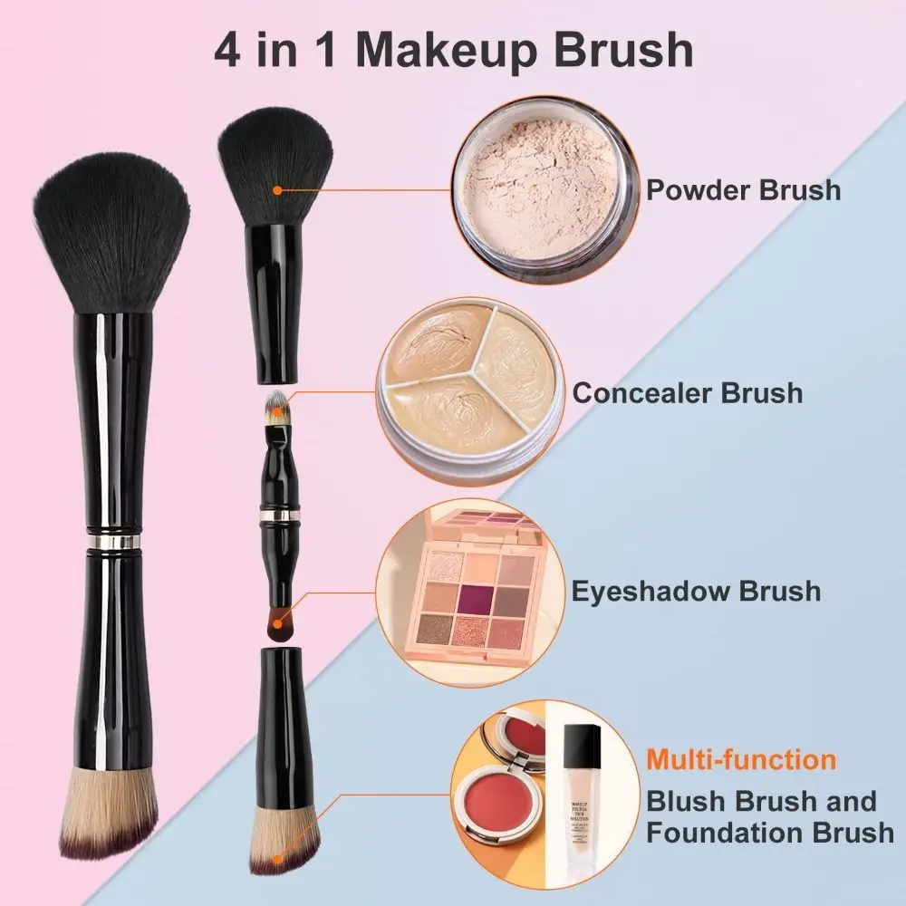 Cream for Liquid Double Ended Travel Makeup Brushes Makeup Brush Set 4 in 1 with Case