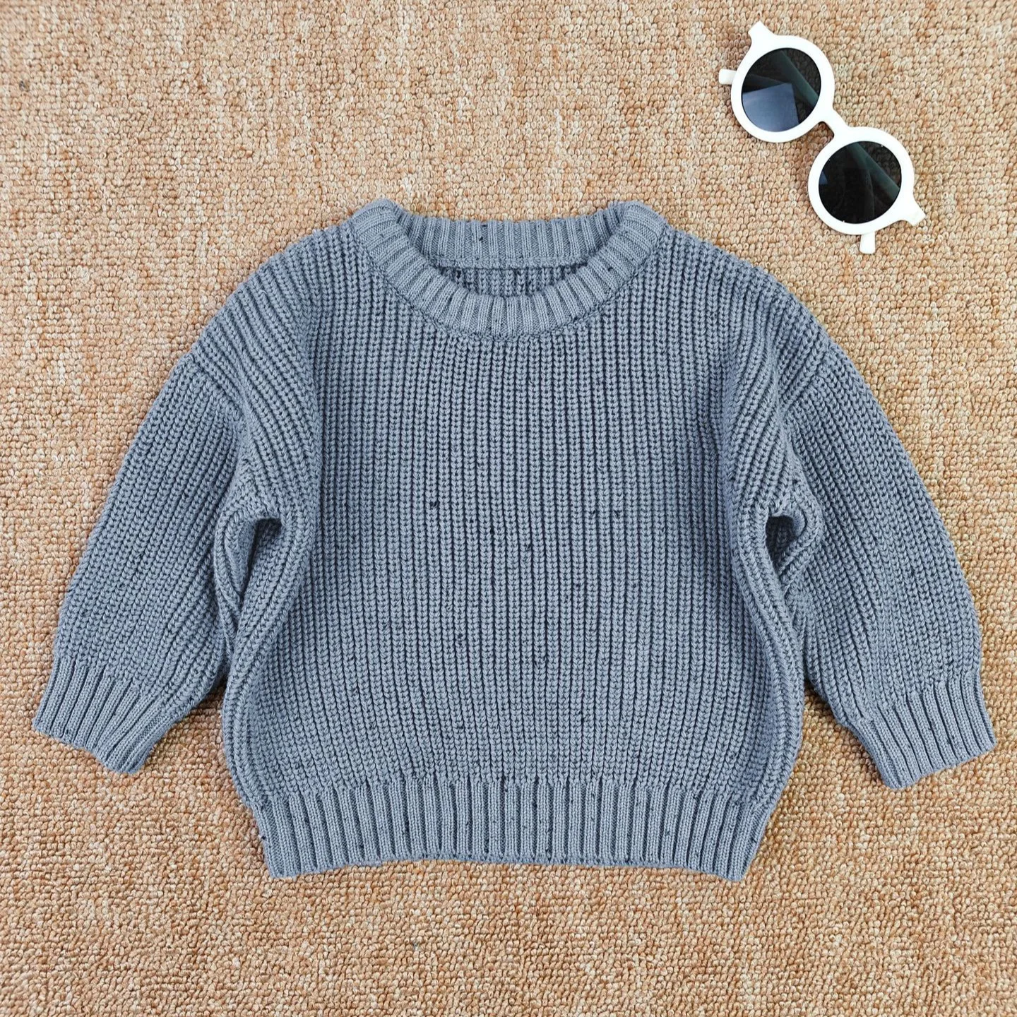 

Cotton Round Neck Base Sweater Children's Color Dot Loose Knit Sweater