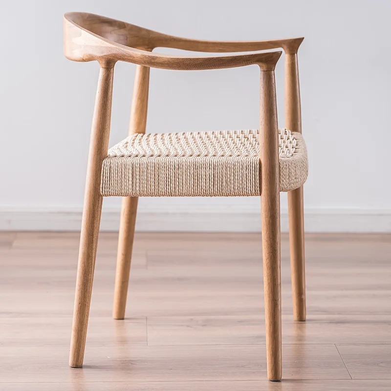 Factory Direct 2026 Top Soggiorno moderno Mobili da pranzo per esterni Sedia da pranzo in rattan di legno Poltrona Sedia