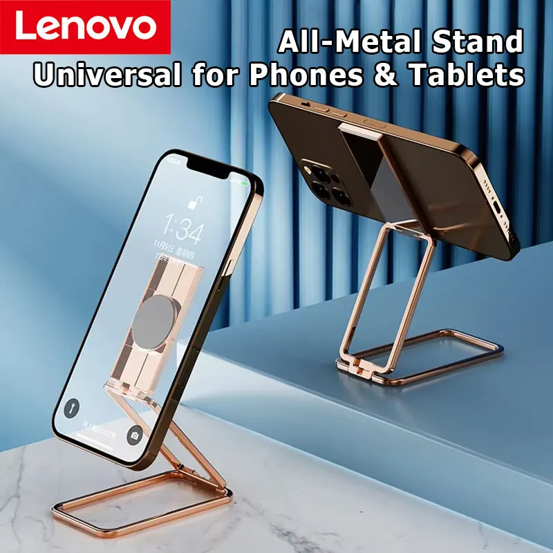 

Lenovo Metal Finger Ring Phone Holder Foldable Desktop Stand for Cell Phone, Creative Customizable Back Sticker Grip