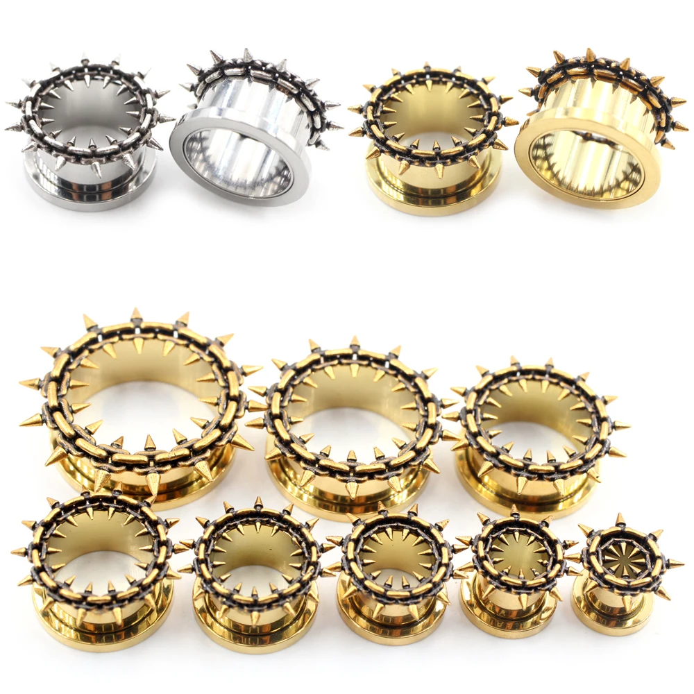 Alisouy 1PC Stainless Steel Spike Thorn Cone Threaded Ear Tunnel Plugs Expander Stretcher Gauge Earrings Piercing Body Jewelry