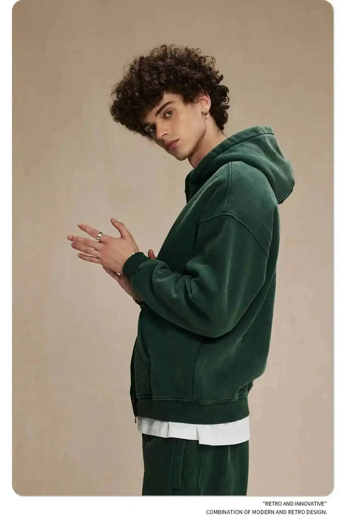 IEFB Men's Wear Wax Printing Vintage Male Hoodies Oversized Loose Zipper Water Washed Plush Sweatshirt Trendy New 9C9349 30 Scd9d0f6969f54140bb37cd8d125a43b7v