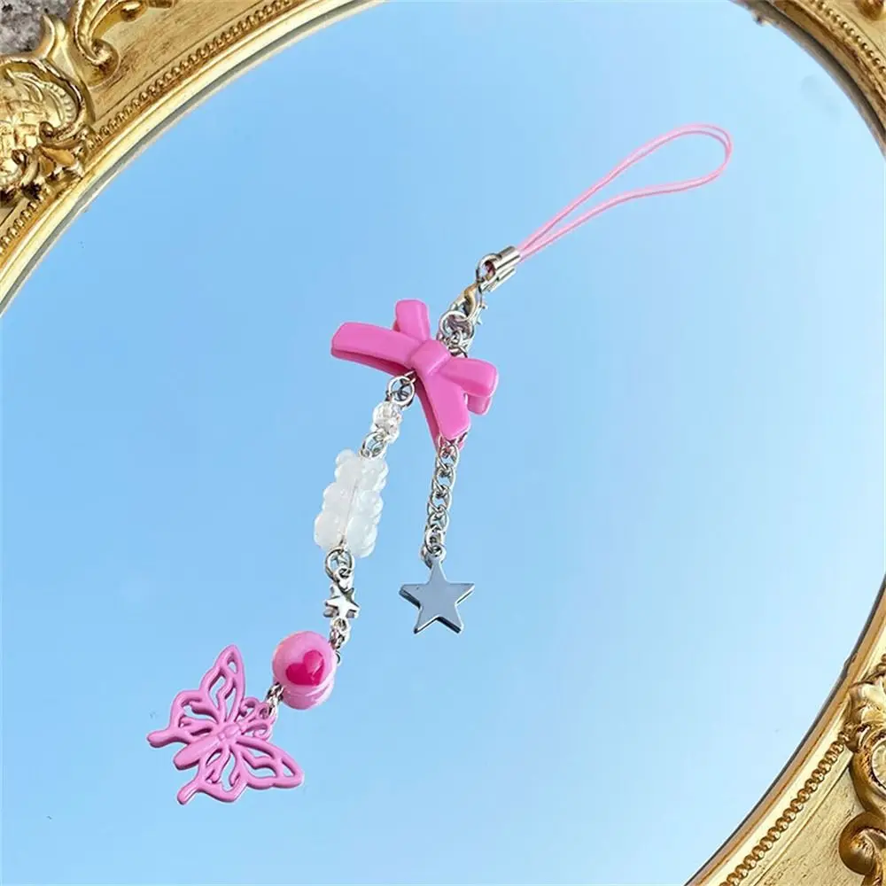 Phone Accessories Bag Charms Phone Lanyard Keys Strap Y2k Star Phone Charms Phone Pendant Cool Girl Pink Chain Cellphone Strap