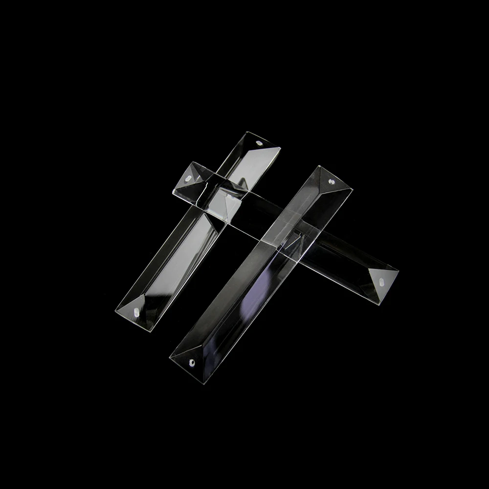 2pcs 22x100mm Clear Crystal Triangle Strip Chandelier Parts Sun Catcher Lamp Prism Glass Pendant for Home Wedding Decoration