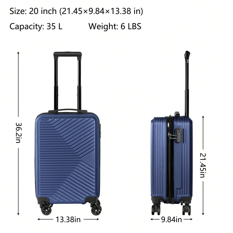 ABS Travel Luggage 20 Inch Hard Case 360 Silent Spinner Wheels Wear Resistant for Business Travel view 6