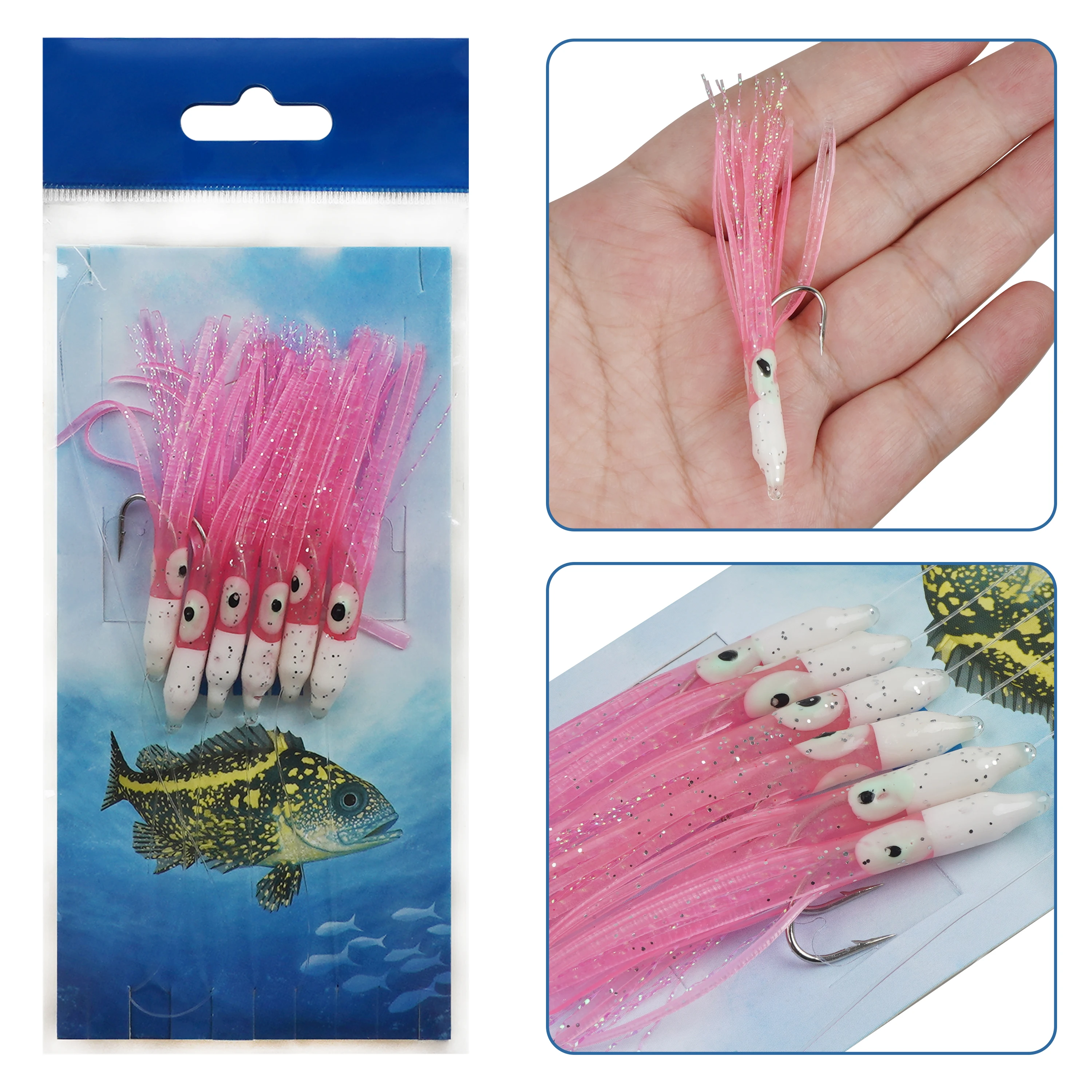6 Packs Fishing Rigs Saltwater Bait Lures Surf Fishing Rigs Fishing Bait Rigs Octopus Lure Saltwater Fishing Rigs