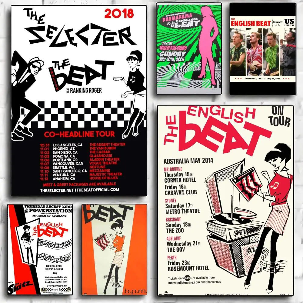 band E-English Beat-T Poster Minimalist Wall Sticker for Cafe Office Bar Home Decor and Gift