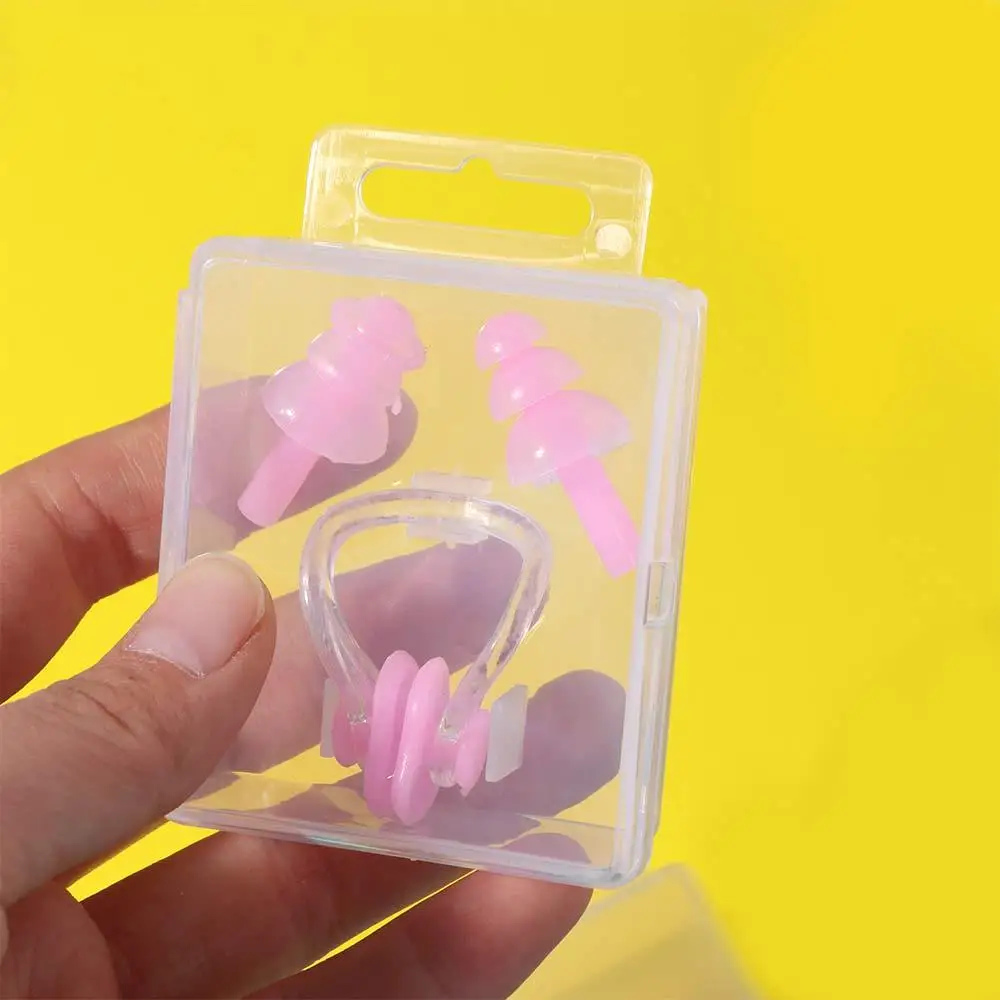 Soft Swimming Earplug Nose Clip Anti-water Waterproof Silicone Noise Earplug Silicone Professional Nose Protector Clip Adults