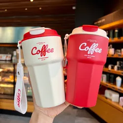 ロープ付きステンレス製コーヒーカップ,420ml, 620ml,新しいファッション,ポータブル車用魔法瓶