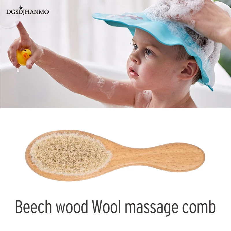 

Baby Comb Care Hair Brush Beech Soft Wool Wood Comb Newborn Massager Baby Shower And Gift Baby Hair Soothing