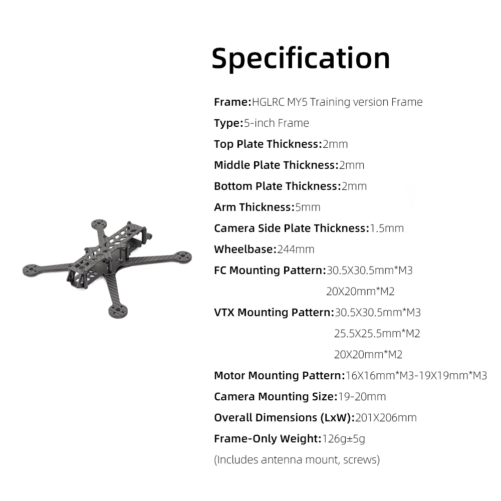 HGLRC MY5 5-inch Freestyle /Training Frame for RC Freestyle Racing Drone Quadcopter Replacement