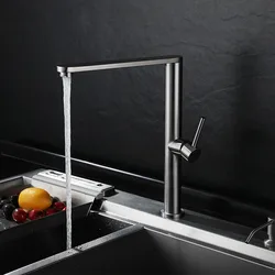 304 Stainless Steel Kitchen Basin Faucet Nickel/Black/Beige 360 Degree Rotate Kitchen Tap Hot Cold Water Mixer Sink Faucet