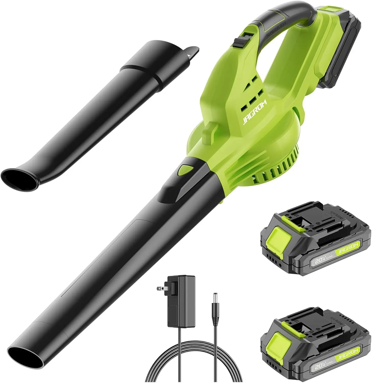 

Leaf Blower Cordless with 2 Battery and Charger 130MPH 180CFM High Speed Leaf Blower with 2 Tubes 20V Electric Leaf Cleaner