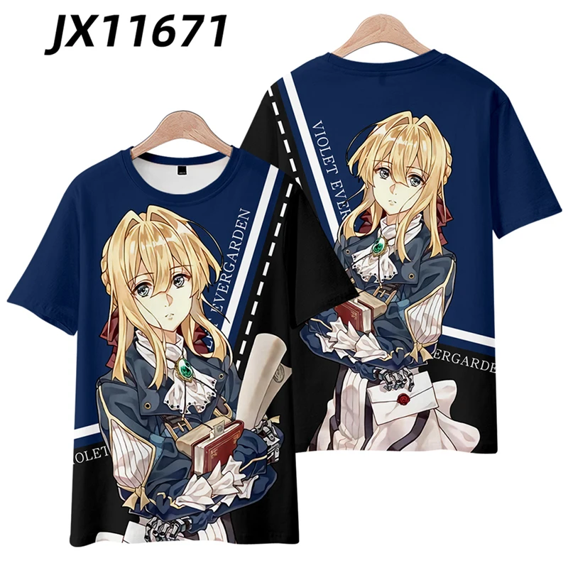 2024 Violet Evergarden Anime Short Sleeved Game Anime T-shirt