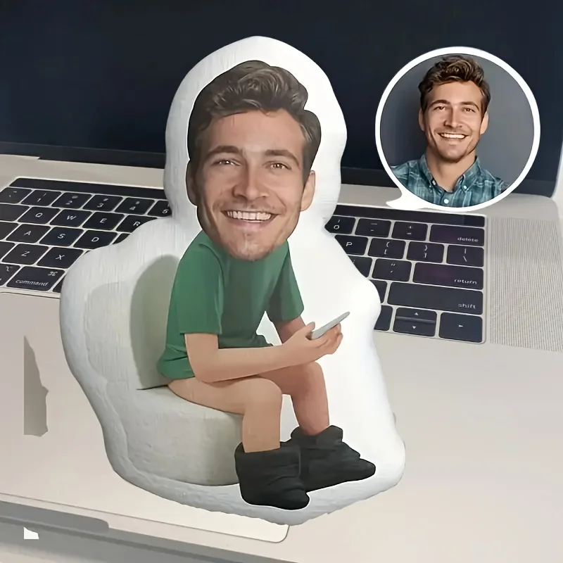 وسادة وجه للمرحاض مخصصة، وسادة صور ممتعة مخصصة، ألياف بوليستر محبوكة، هدية تزيين الحمام العائلي المضحكة #3