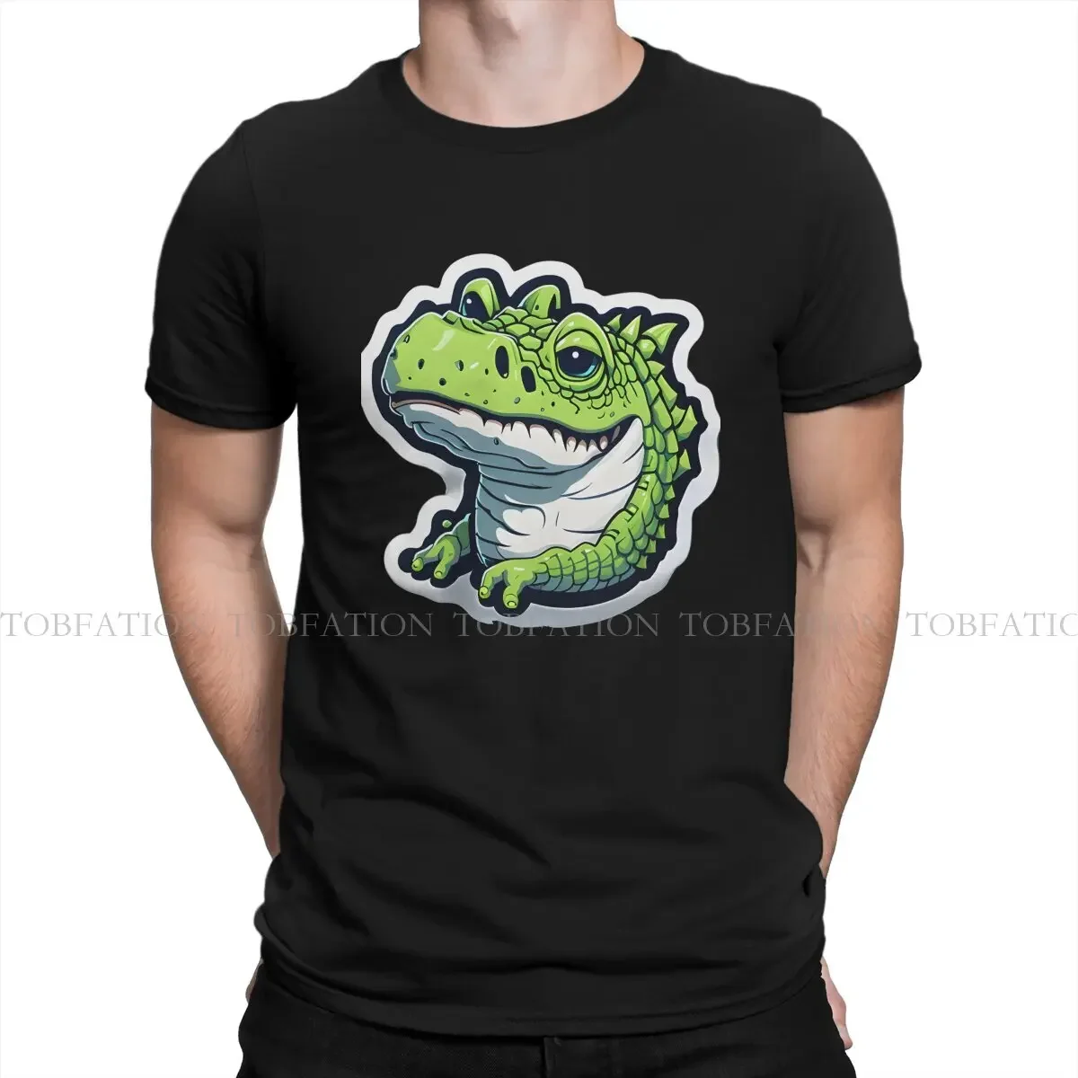 Cool Round Collar TShirt Crocodile Wild Animal Pure Cotton Original T Shirt Men