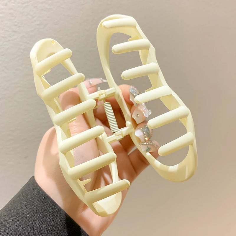 단색 기하학적 헤어 클로 포니테일 클립 모자, 여성용 패션 바레트 헤어 액세서리