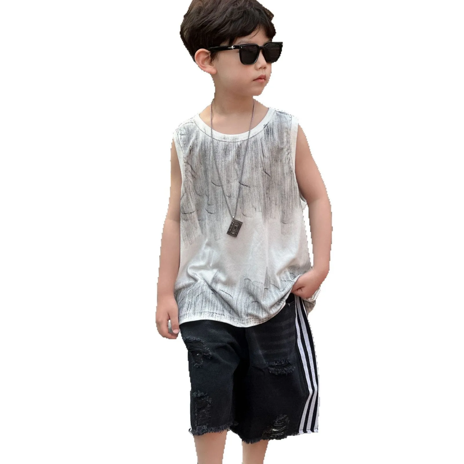 

Boys Summer T-shirt 2026 Summer New Children's Sleeveless Top Medium and Small Children's Fashion Boys Trendy Children's Vest