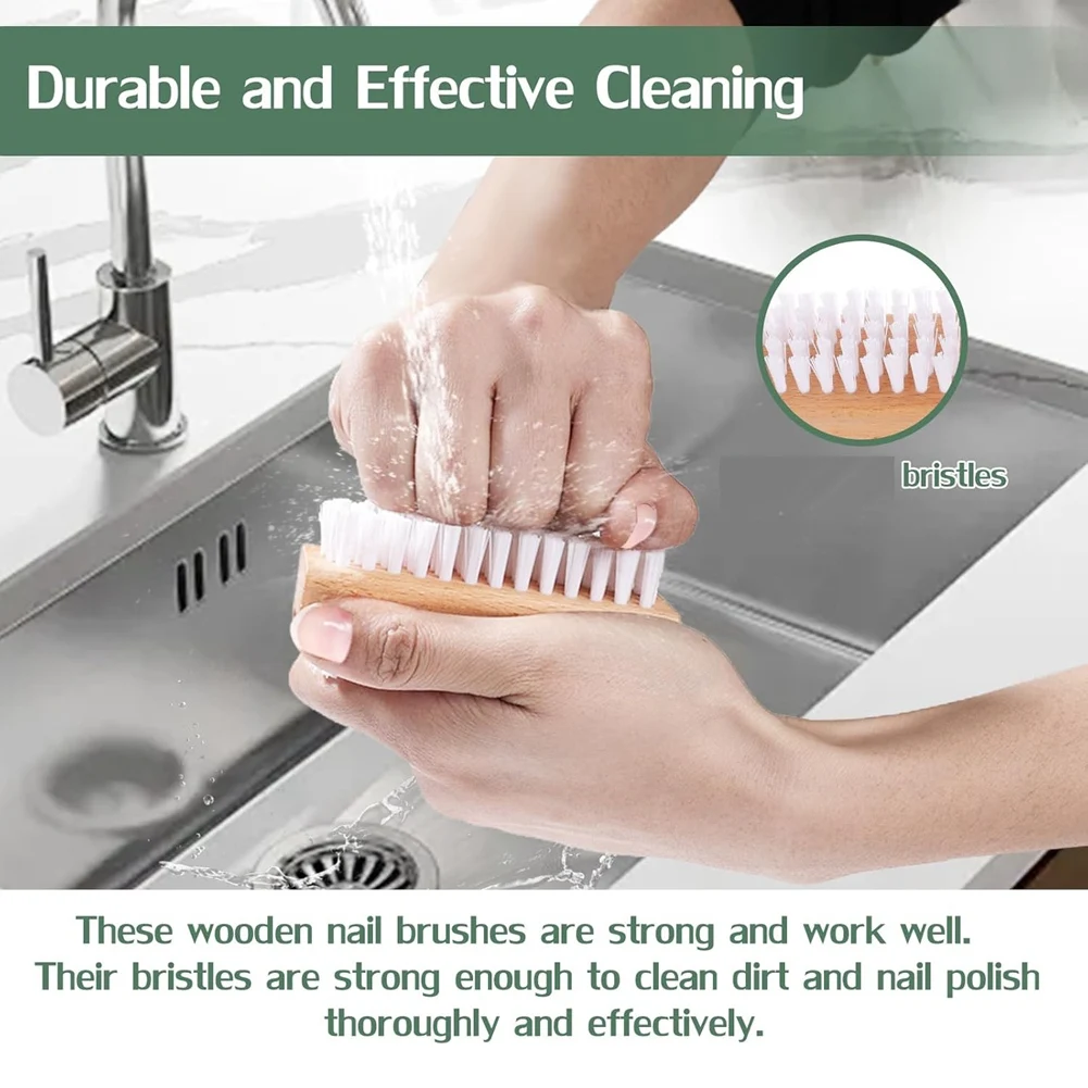 ABIT Two-Side Fingernail Brush Set-4Pcs Nail For Cleaning Brushes, Wooden Nail Scrubber Brush Included