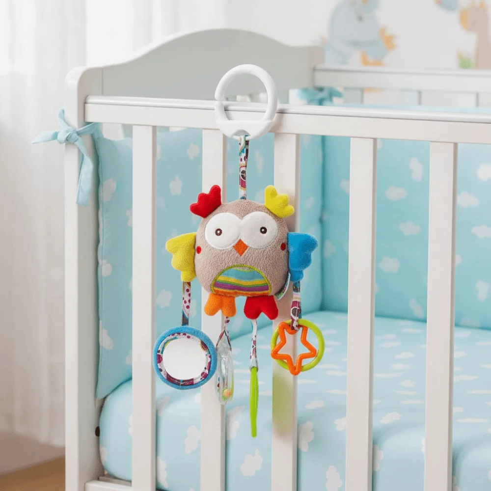 Hochet pour bébé, Design mignon, jouets, capacité de préhension, matériel d'entraînement, poussette, jouets suspendus, cloche, Animal en peluche, pendentif de berceau pour bébé