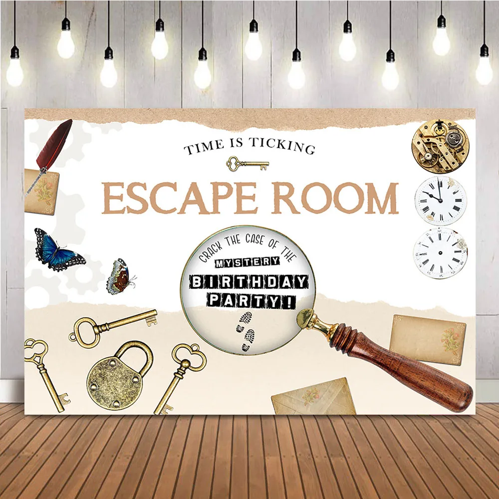 

Escape Room Mystery Birthday Backdrop Gender Neutral Teen Escape Room Birthday Party Decoration Background Kids Child Banner