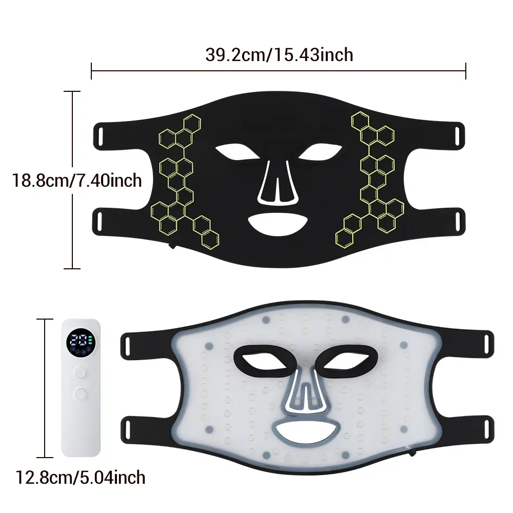 Nueva máscara de fototerapia de silicona, instrumento de belleza, espectrómetro LED Facial para el hogar, instrumento de máscara Facial de elevación y ajuste