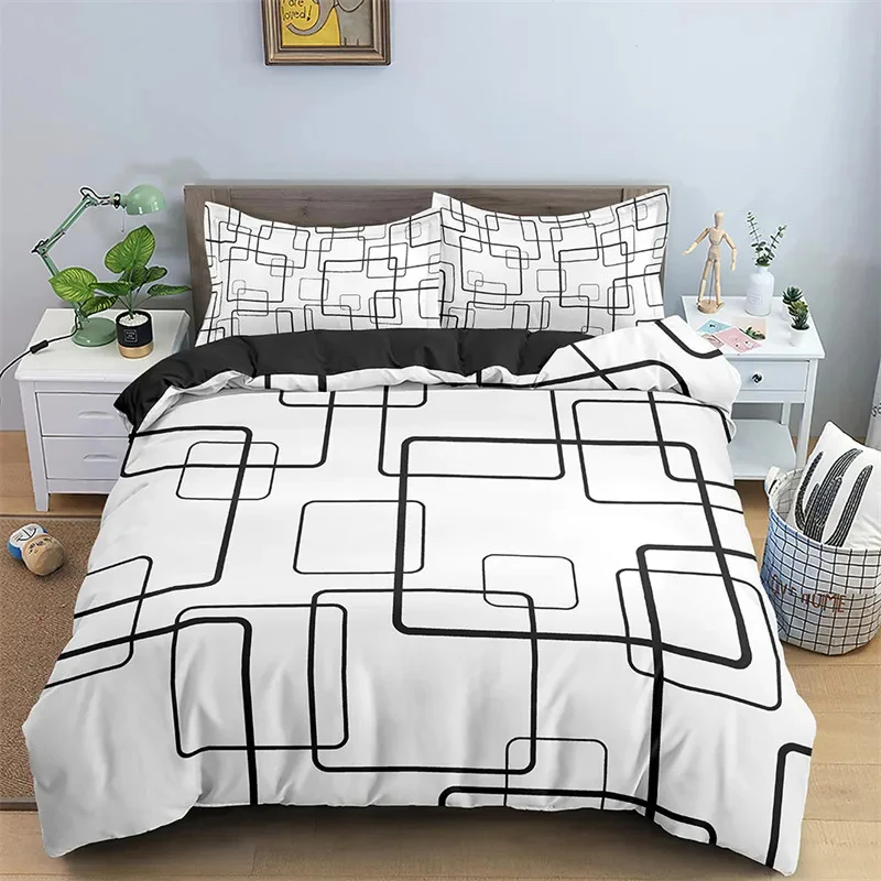 Nordic Geometric Duvet Cover Abstract Bedding Set Single King for Teen Adults Room Decor Microfiber Comforter Cover Pillowcases