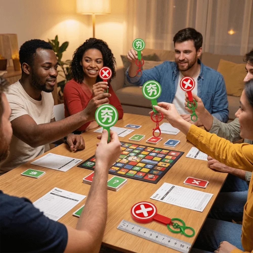 Handheld Judgement Board Keyring Right or Wrong Cartoon Classroom Response Signs Red Green New Trendy Game Interactive Board