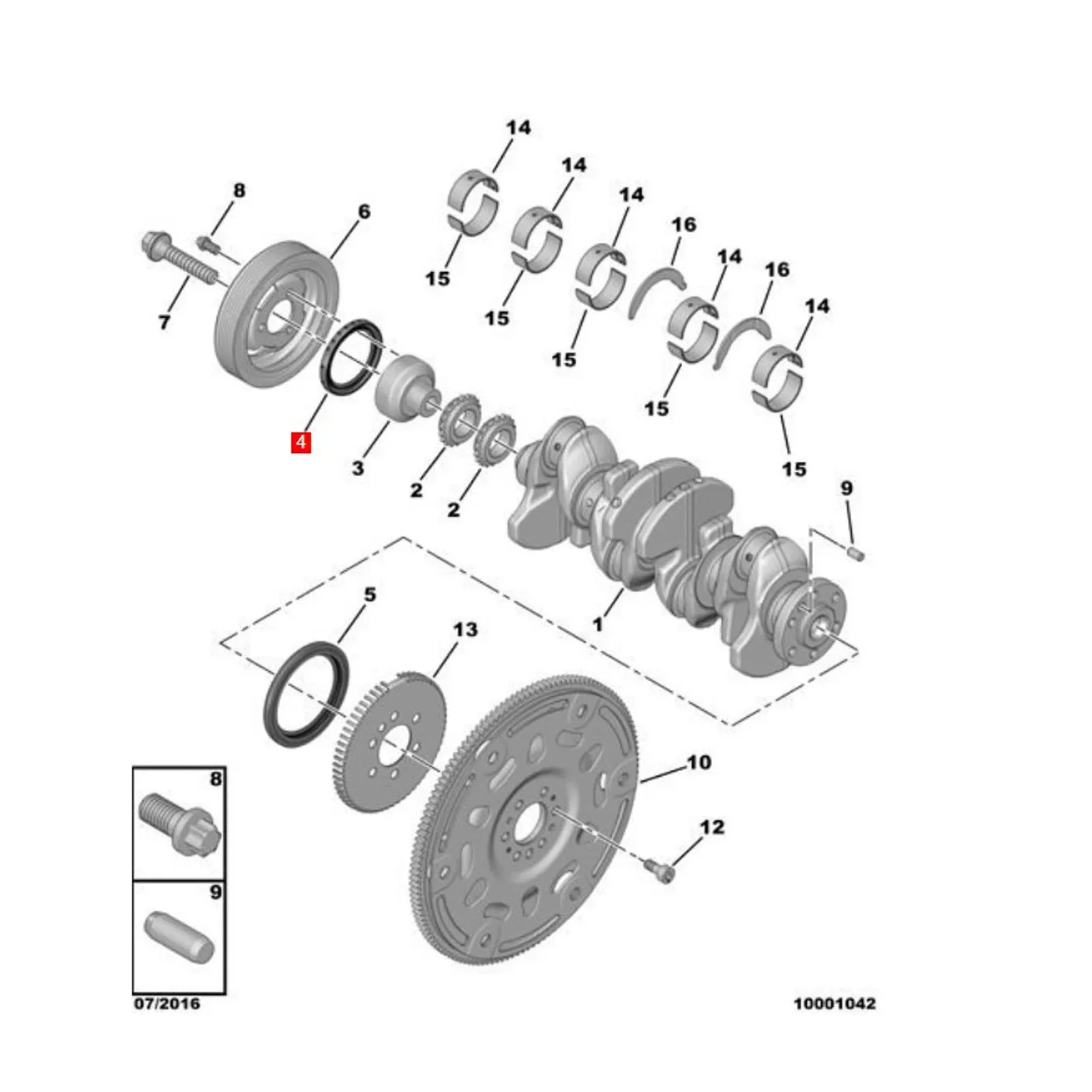 Crankshaft Oil Seal Set 0514A2 Front Rear Engine Crankshaft Oil Seal Kit Replacement For Peugeot 2008 206 207 3008 301 307 308