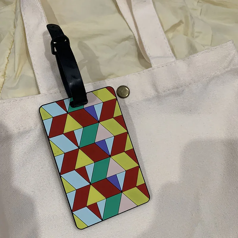 

Travel Accessories Soft Rubber Geometric Luggage Tags PVC Boarding Pass Creative Luggage Tag Address ID Name Lable Suitcase Tag
