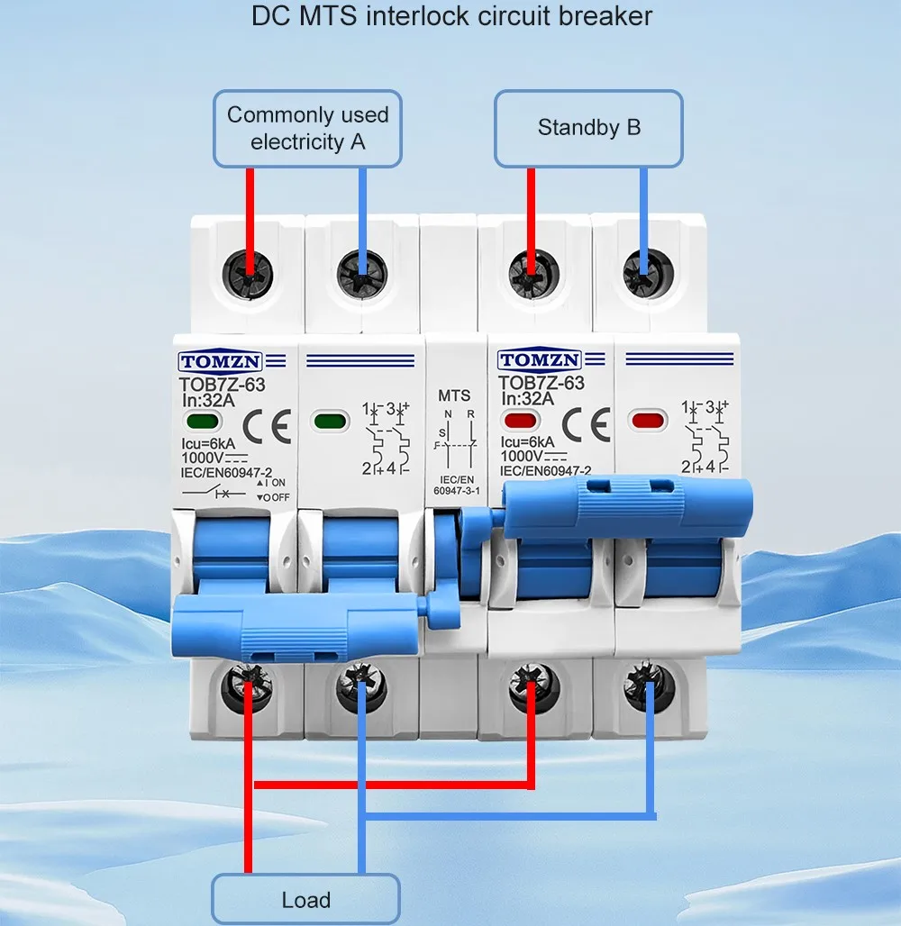 مفتاح تحويل يدوي مزدوج الطاقة TOMZN ، قاطع الدائرة ، MCB لنظام PV ، 2P Plus ، 2P ، DC ، MTS #3
