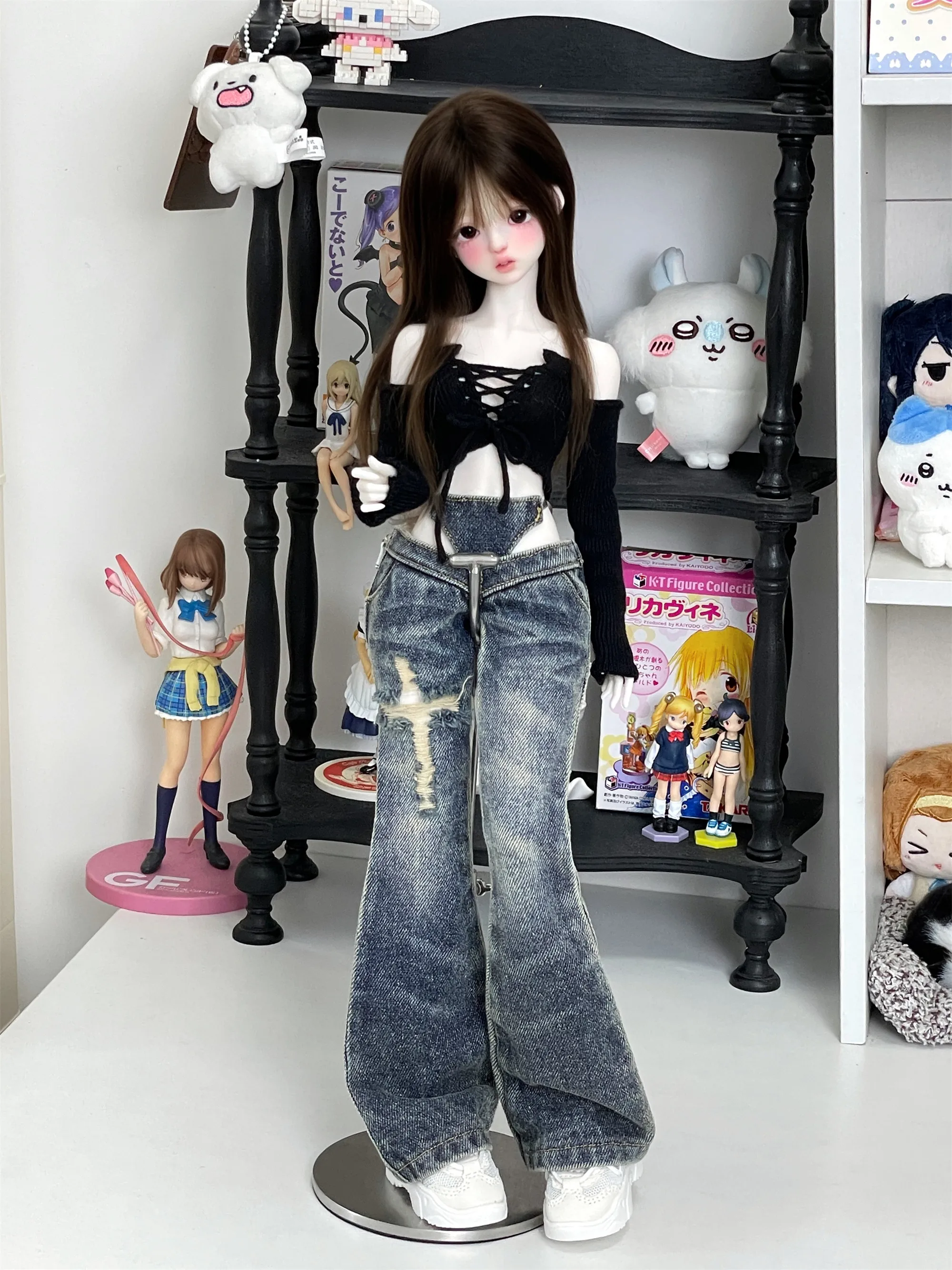 BJD Puppe Jeans Kleidung Blau Mädchen Spielzeug Elegante 1/3 1/4 Boot-cut Hosen Denim Serie Retro Waschen Micro Breite bein Puppe Zubehör – Detail 35