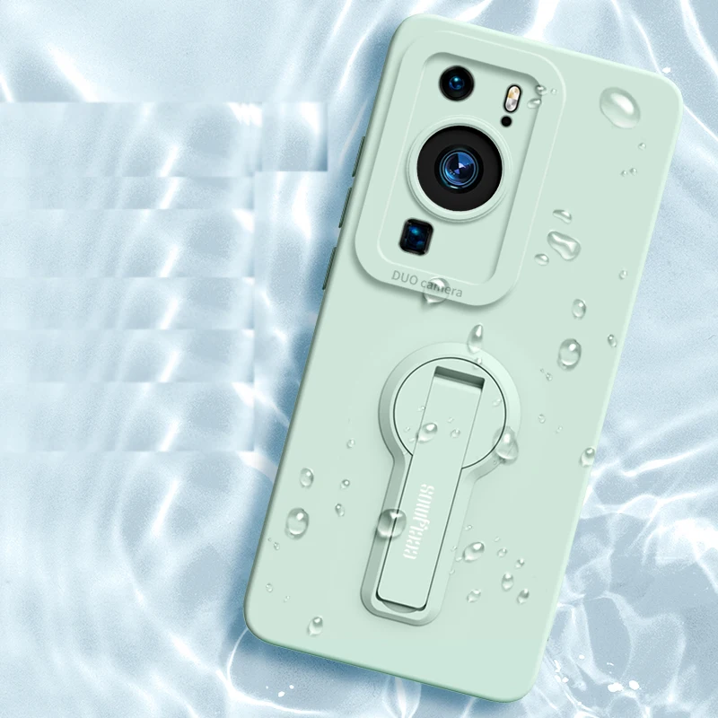 حافظة لهاتف هواوي P60 P50 P40 P30 Pura70 Pro حافظة من السيليكون السائل غطاء حماية ناعم للكاميرا مع حامل واقي للشاشة