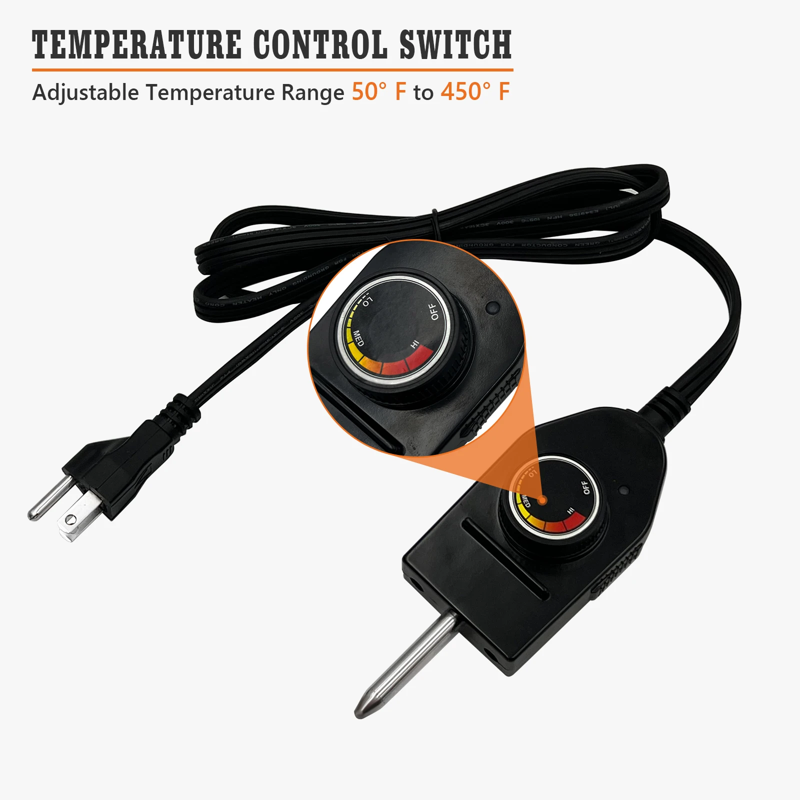 Replacement of Masterbuilt Electric Smoker Parts, Electric Skillet Cord with Thermostat Analog Control for Elect