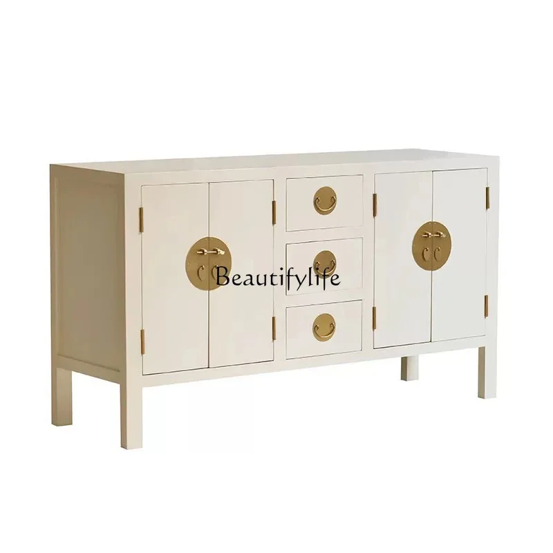 

yj5Classical new Chinese style solid wood side cabinet, locker, modern simple elm