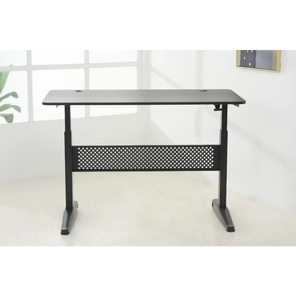 

Movable Sit/Standing Desk, Pneumatic Height Adjustable from 29” to 48”, 55x27 Top, Black