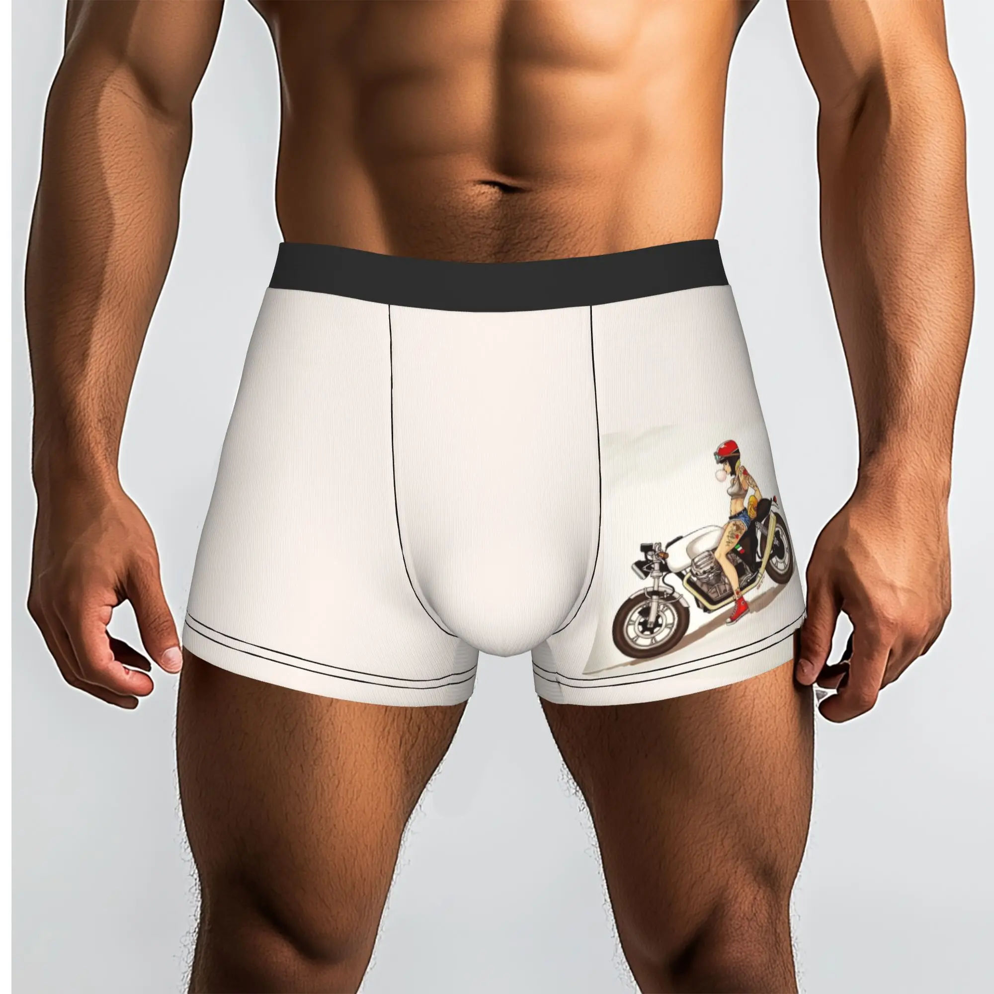 Custom Vintage Motorcycle By Sexy Girl Boxers Shorts Men Cartoon Mobile Bicycle Briefs Underwear Novelty Underpants