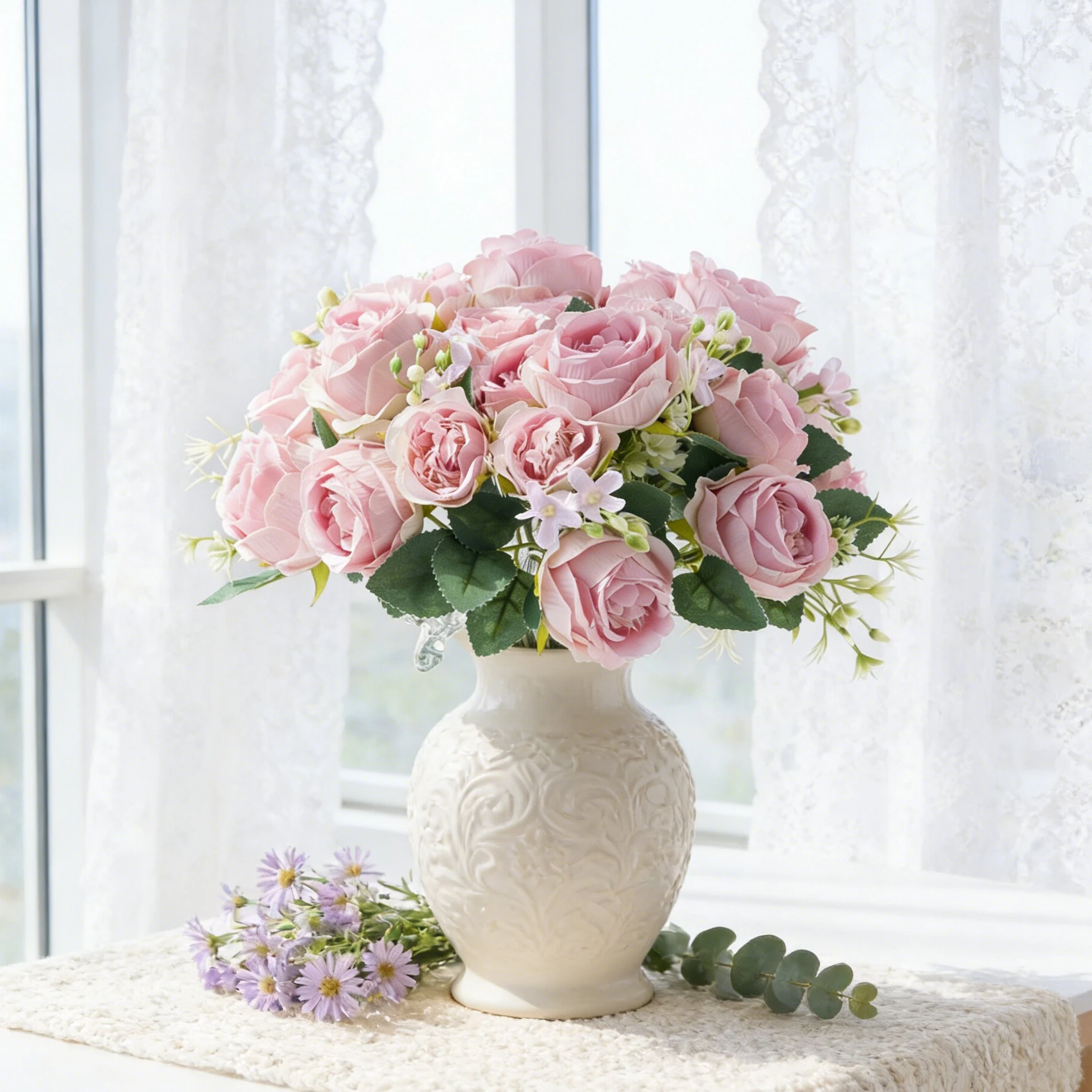 Artificial Flower Silk Rose Outdoor Garden Yard Bride Bouquet Wedding Wreath Home Room Table Garden Decoration Diy Hot Sale Gift