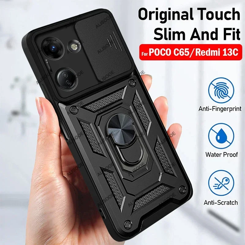 เคส C65สำหรับ redmi Note 13 Pro PLUS 5G poco Pro X6สไลด์กล้องเลนส์ป้องกันฝาครอบขาตั้งสำหรับ Xiaomi 13T redmi 13C capa