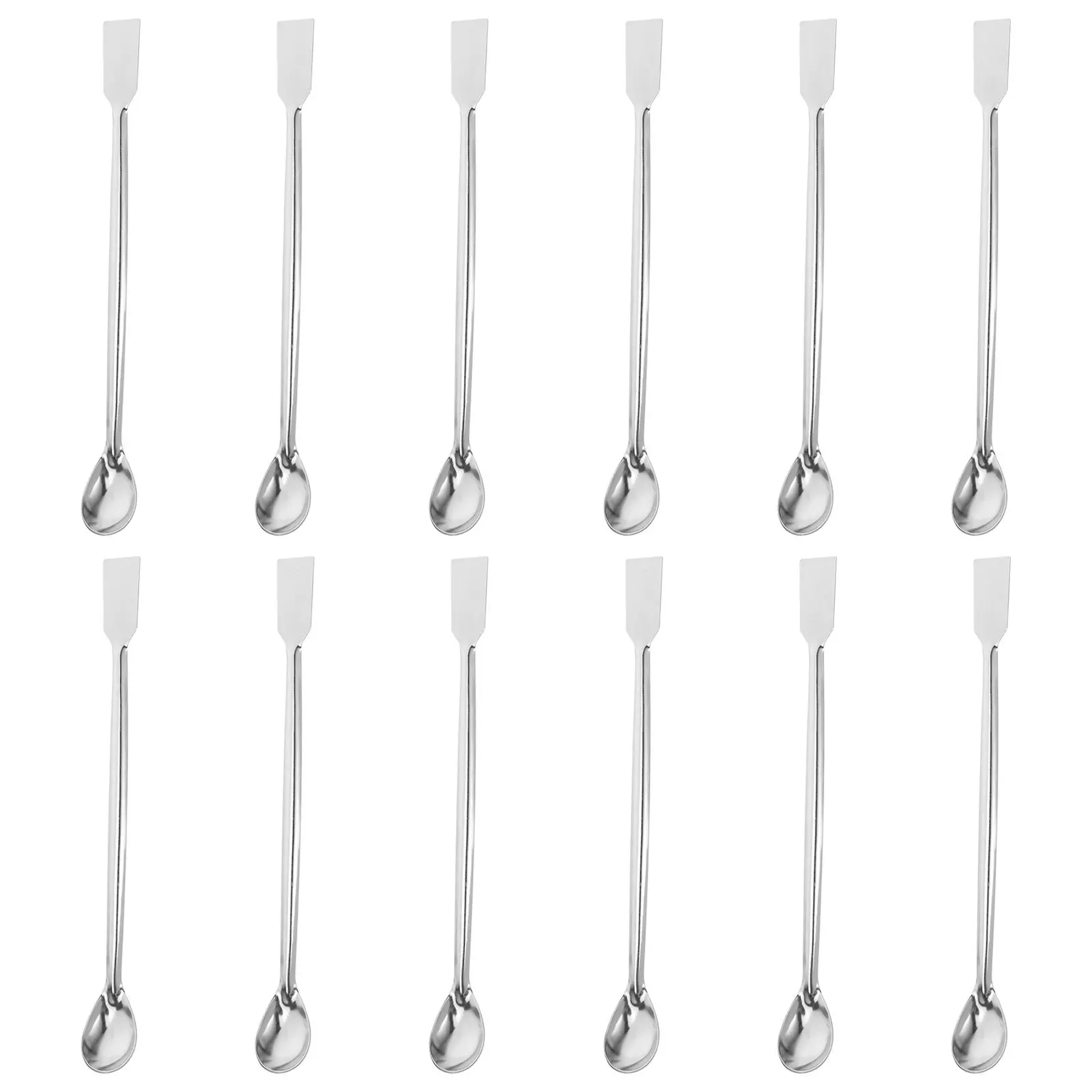 

12Pcs Stainless Steel Lab Sampling Spoon Square Head Precision Ergonomic for Laboratory Reagent Powders Liquid Sampling Mixing