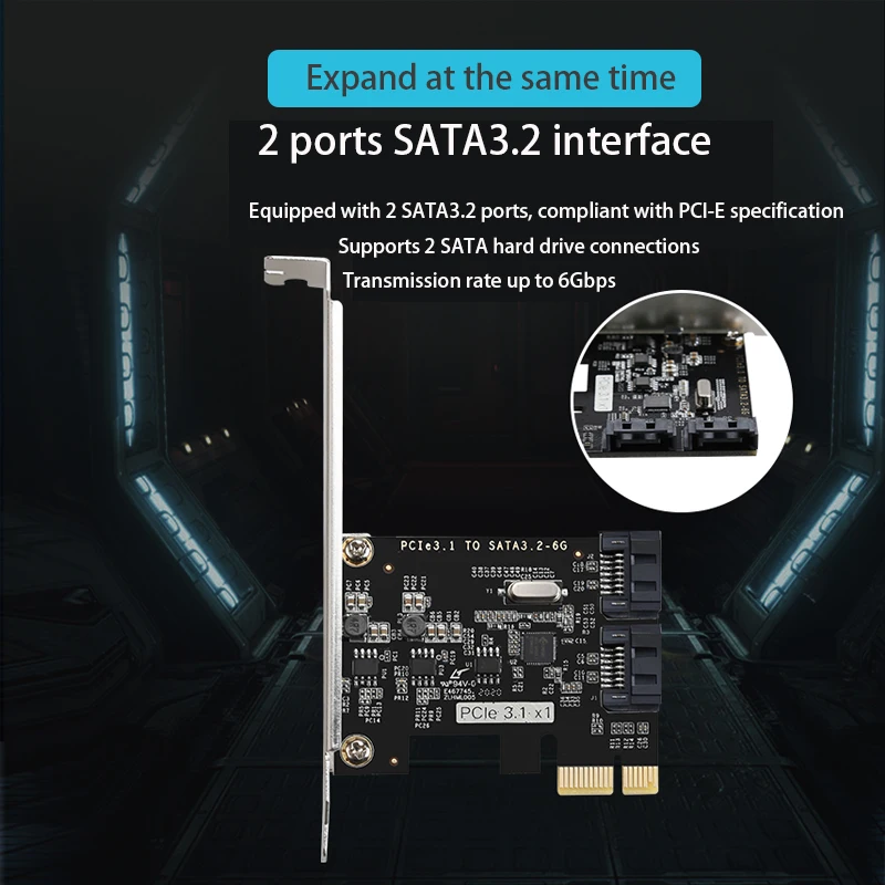 Cartão de Expansão PCI-E SATA, Riser Card, 6 Gbps, Adaptador PCI-E Sata, Desktop Conversor PCIe, PCI E Sata Card Controller, Chip JMB582