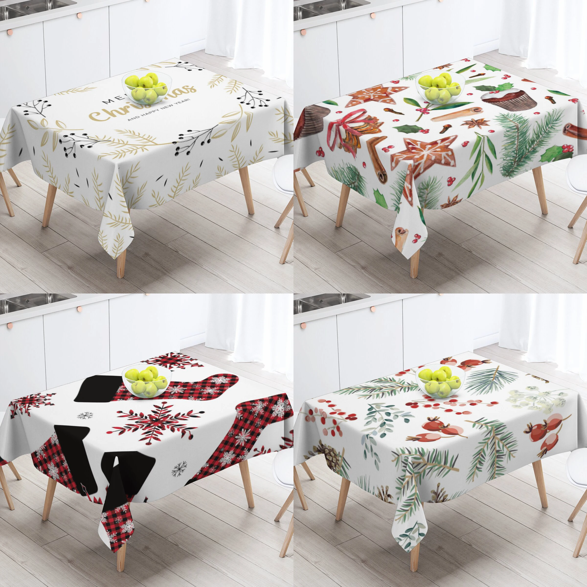 Christmas Style Tablecloth Table Decor Tablecloths For Rectangular Table Socks Patterned Wedding Kitchen Waterproof Tablecloth