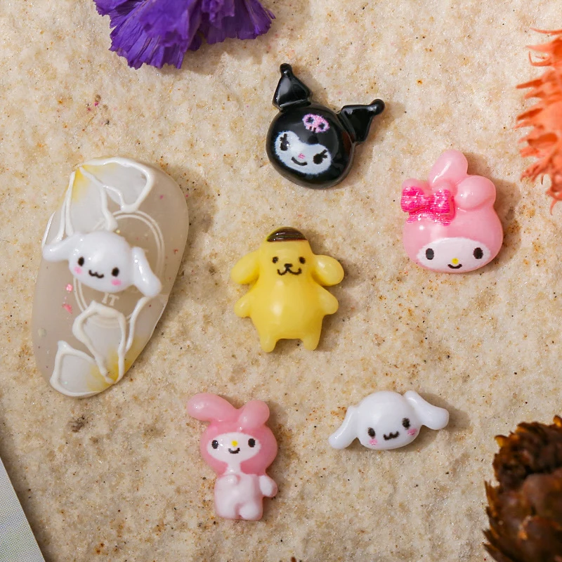 Sanurgente Cartoon Nail Charms, Kit Strass Flatback, Kawaii Hello Kitty, Kuromi Cinnamoroll, Bijoux DIY Crafts, 10Pcs